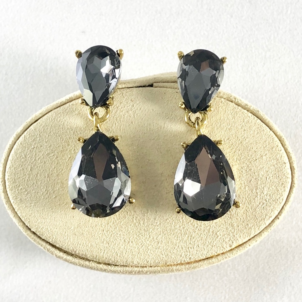 Gray Crystal Drop Earrings